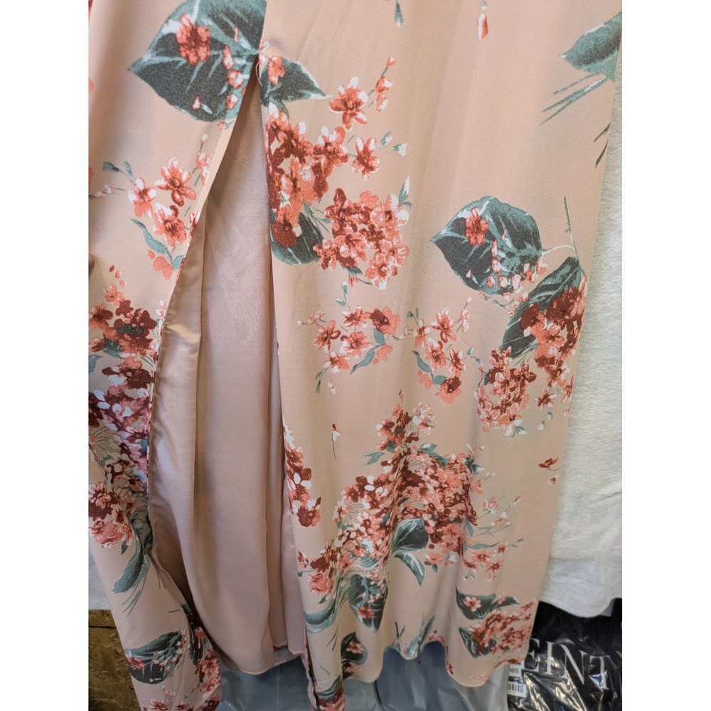 Lulus Maxi Dress Women's Small Peach Floral High Halter Neck Sleeveless Chiffon - Picture 4 of 11